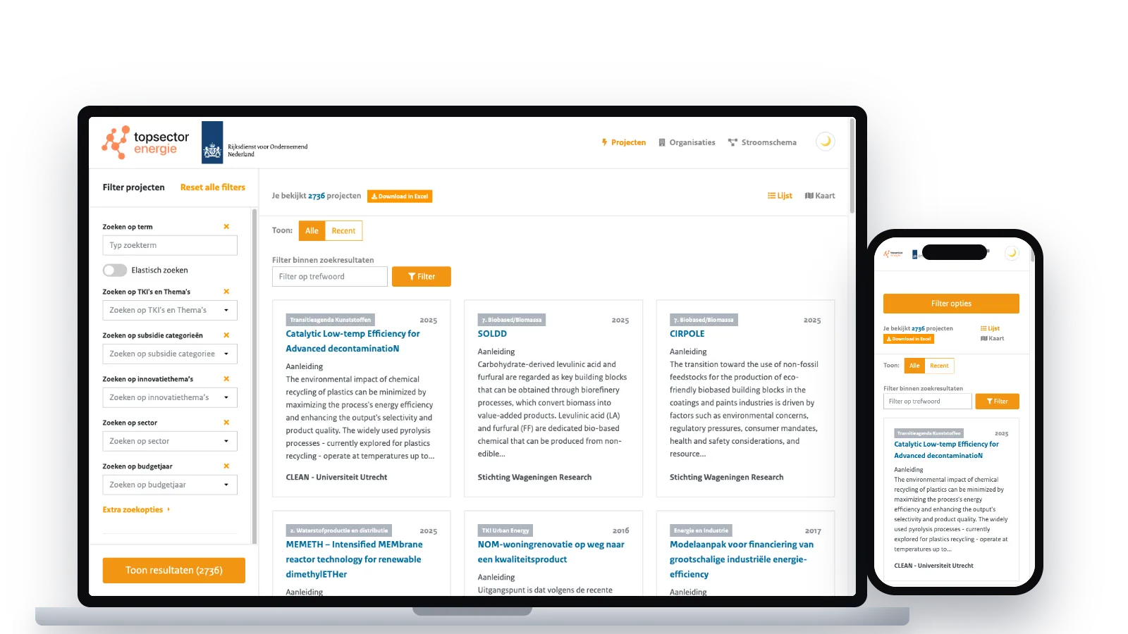 RVO / Topsector Energie projects platform